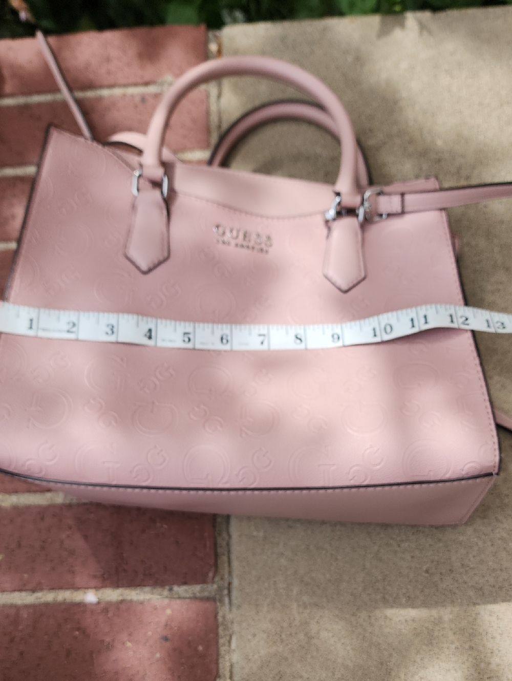 GUESS Blush Pink Embossed Satchel - Picture 11 of 17